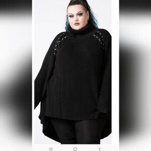 Killstar Black Condemnation Oversized Turtleneck Sweater